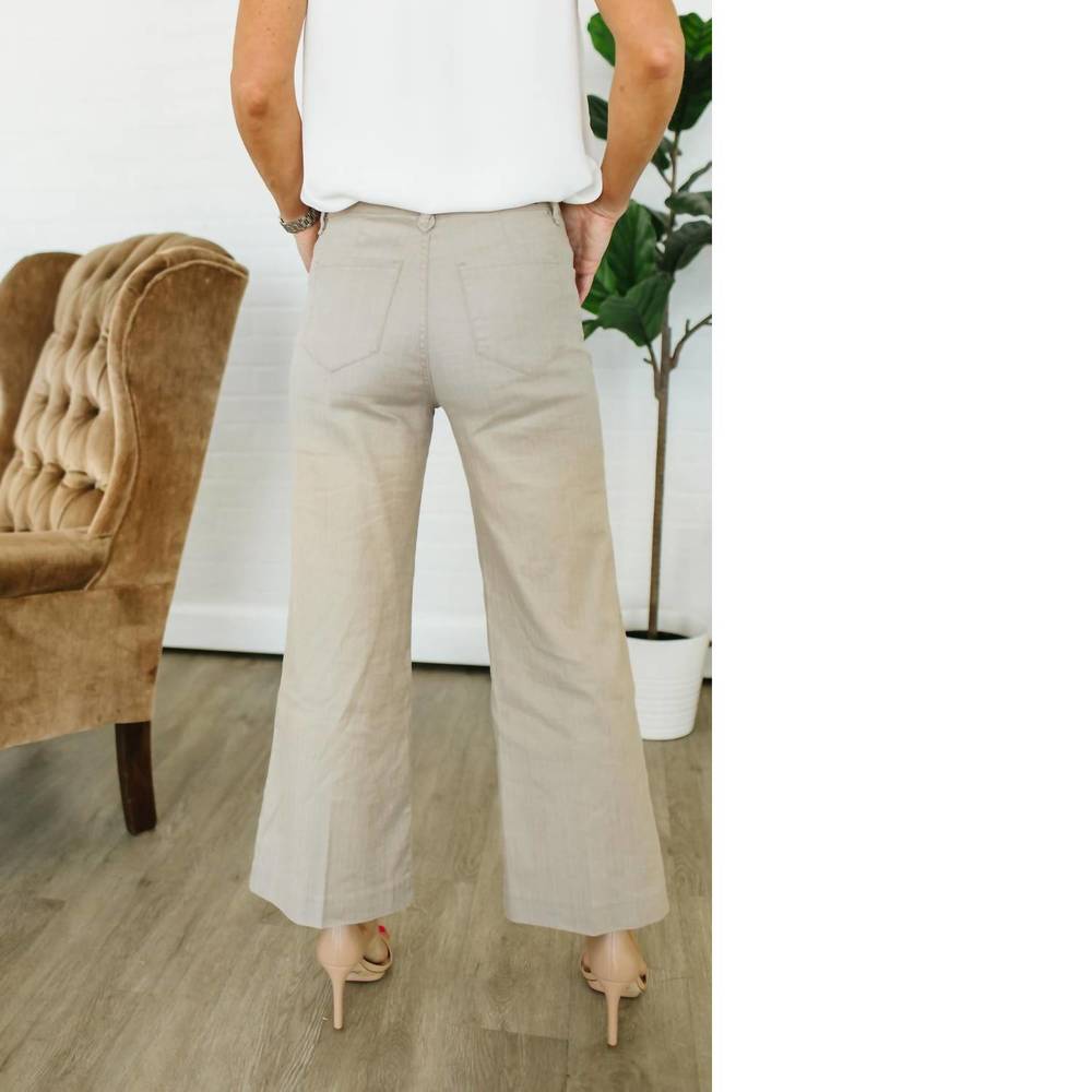 Nwt level99 anabelle cropped wide-leg trouser in tan - Picture 2 of 5